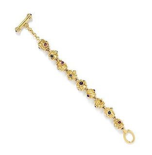 An 18 Karat Yellow Gold and Multigem Bracelet, Denise Roberge, 56.70 dwts.