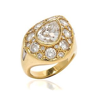 * An 18 Karat Yellow Gold and Diamond Ring, 8.60 dwts.