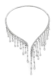 An 18 Karat White Gold and Diamond "Waterfall" Collar Necklace, Stefan Hafner, 43.00 dwts.