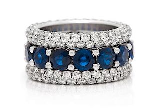 A White Gold, Sapphire and Diamond Eternity Band, 9.00 dwts.
