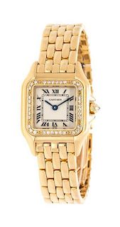 An 18 Karat Yellow Gold and Diamond Ref. 1280-2 "Panthere" Wristwatch, Cartier, 45.00 dwts.
