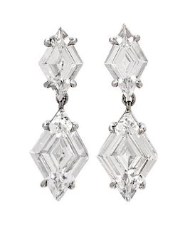 A Pair of Platinum and Diamond Earrings, 1.60 dwts.