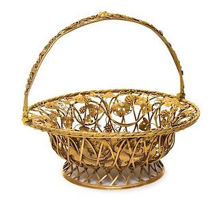 A George III Silver-Gilt Cake Basket, Thomas Arden, London, 1805, circular, the openwork sides formed of grapevine and lattice,