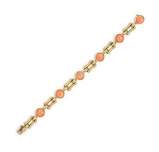 An 18 Karat Yellow Gold and Coral Bracelet, Tiffany & Co., 16.20 dwts.