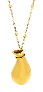 An 18 Karat Yellow Gold Bottle Jug Pendant, Elsa Peretti for Tiffany & Co., 15.60 dwts.