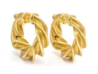 A Pair of 18 Karat Yellow Gold "Crazy Twist" Earclips, Schlumberger Studio for Tiffany & Co., 12.60 dwts.