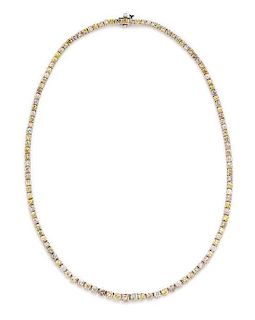 An 18 Karat White Gold and Colored Diamond Necklace, 16.50 dwts.