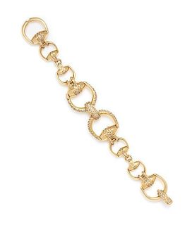 An 18 Karat Yellow Gold and Diamond "Horsebit" Bracelet, Gucci, 53.90 dwts.