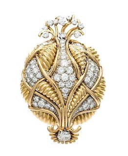 An 18 Karat Yellow Gold, Platinum and Diamond Brooch, Jean Schlumberger for Tiffany & Co., France, 19.80 dwts.