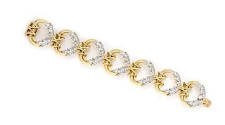 An 18 Karat Yellow Gold, Platinum and Diamond "Leaves" Bracelet, Jean Schlumberger for Tiffany & Co., 82.20 dwts.