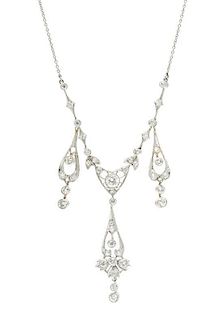 * An Edwardian Platinum and Diamond Necklace, 7.70 dwts.