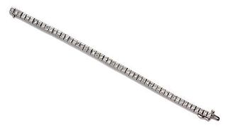 A White Gold and Diamond Line Bracelet, 14.70 dwts.