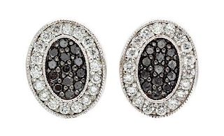 A Pair of 18 Karat White Gold, Diamond and Black Diamond "Celtic Noir" Earrings, Charriol, 2.70 dwts.