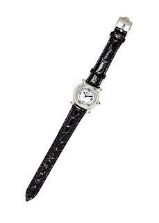 A Stainless Steel and Diamond Ref.8245-23 "Happy Sport" Wristwatch, Chopard, 17.50 dwts.