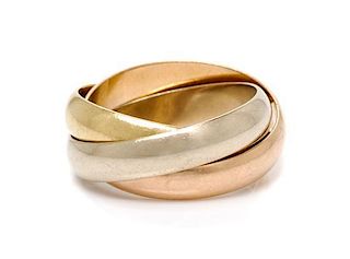 An 18 Karat Tricolor Gold Trinity Ring, Les Must de Cartier, 4.20 dwts.