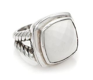 A Sterling Silver and White Agate "Albion" Ring, David Yurman, 12.90 dwts.