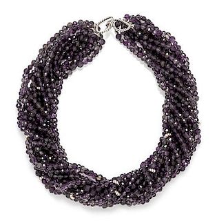 A Sterling Silver and Iolite Bead Necklace, David Yurman,