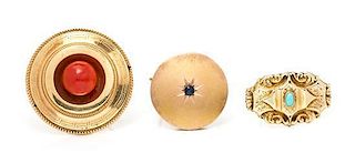 * A Collection of Victorian Yellow Gold and Multi Gem Brooches, 10.30 dwts.