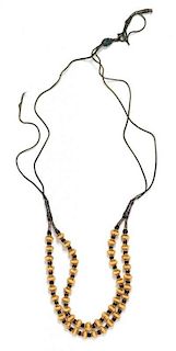 A Yellow Gold Bead Necklace, 13.00 dwts.