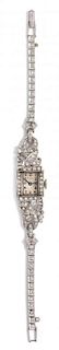 * A Platinum and Diamond Wristwatch, Elgin, Circa 1947, 18.70 dwts.