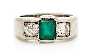 * A Platinum, Emerald and Diamond Ring, 6.00 dwts.