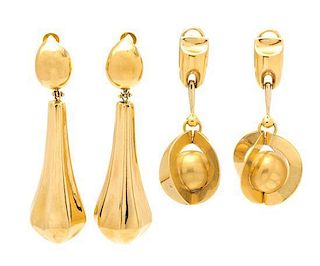 * A Collection of Yellow Gold Earclips, Italian, 21.20 dwts.