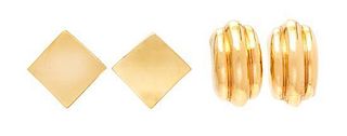 A Collection of 14 Karat Yellow Gold Earclips, 7.30 dwts.