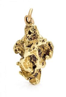 A Yellow Gold Nugget Pendant, 14.90 dwts.
