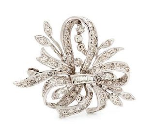 A White Gold and Diamond Brooch, 4.60 dwts.