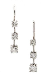 * A Pair of White Gold and Diamond Earrings, 3.80 dwts.
