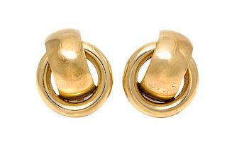 * A Pair of 18 Karat Yellow Gold Earclips, Grosse, Germany, Circa 1970, 12.10 dwts.