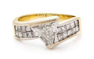 An 18 Karat Yellow Gold, Platinum, and Diamond Ring, 3.70 dwts.