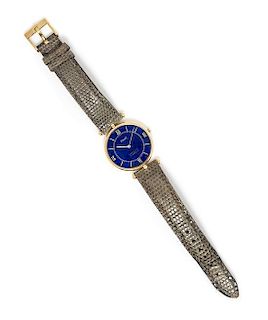 An 18 Karat Yellow Gold and Lapis Lazuli Wristwatch, Piaget for Van Cleef and Arpels,