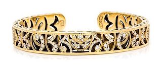 An 18 Karat Yellow Gold and Diamond Cuff Bracelet, Tacori, 20.90 dwts.