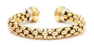 An 18 Karat Gold, Sapphire and Diamond Cuff Bracelet, FOPE, 33.60 dwts.