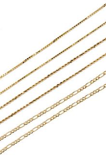 * A Collection of 14 Karat Yellow Gold Chain Necklaces, 28.00 dwts.