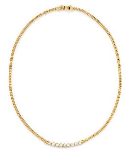 * An 18 Karat Yellow Gold and Diamond Necklace, 12.40 dwts.