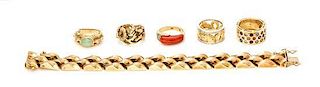 A Collection of 14 Karat Gold Jewelry and Multigem Rings, 48.30 dwts