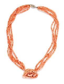 A Coral Multistrand Necklace, 19.80 dwts.