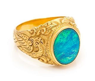 A 23 Karat Yellow Gold and Opal Ring, 9.50 dwts.