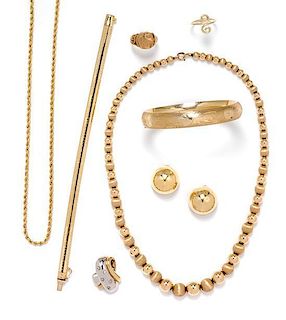A Collection of Yellow Gold Jewelry, 39.40 dwts.
