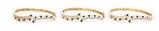 A Collection of Yellow Gold, Cultured Pearl, Diamond and Sapphire Bangles, 30.90 dwts.