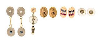 * A Collection of Gold, Gold-filled, Platinum and Multigem Converted Cufflinks Earrings, 16.50 dwts.