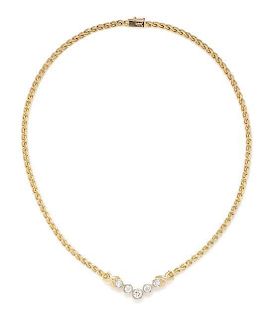 A 14 Karat Yellow Gold and Diamond Necklace, 11.20 dwts.