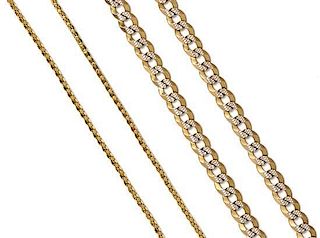 * A Collection of 10 Karat Yellow Gold Chains, 31.90 dwts.