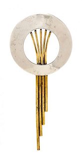 A Modernist Sterling Silver and Brass Brooch, Bruce Teschner, 12.70 dwts.