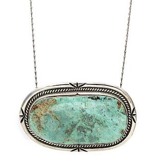 A Silver and Turquoise Pendant, 59.30 dwts.