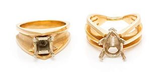 A Collection of Yellow Gold Solitaire Ring Mountings, 13.40 dwts.