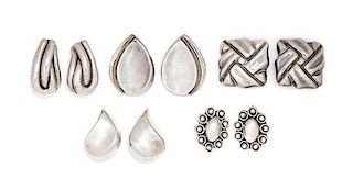 A Collection of Sterling Silver Earclips, 68.30 dwts.