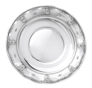 * An American Silver Platter, Wallace Silversmiths, Wallingford, CT, Circa 1935, Rose Point pattern, circular with undulating bo